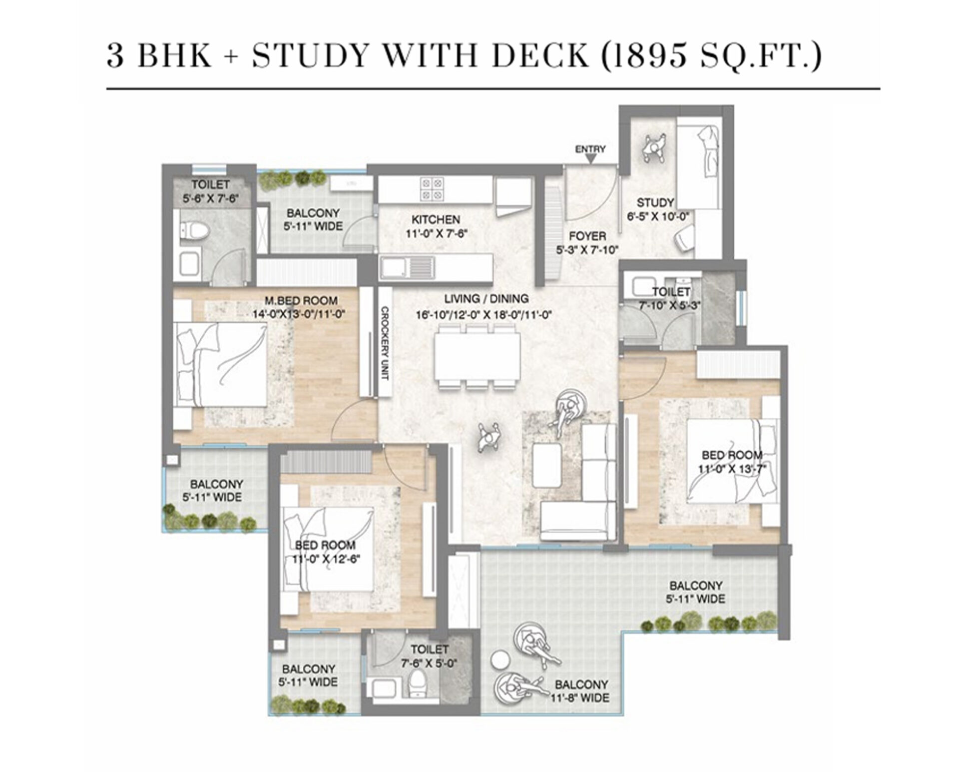 3 BHK from M3m Crown